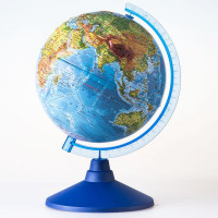 Глобус физико-политический диаметр 250мм Евро рельефный с подсветкой от батареек арт.Ве022500261