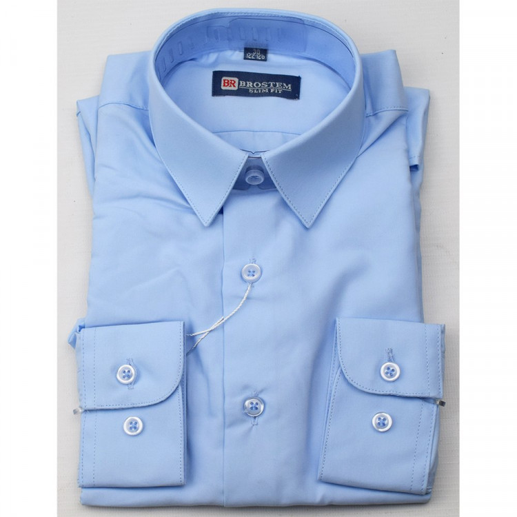 Сорочка детская приталенная длинный рукав размерный ряд 29/116-122-36/158-164  цвет голубой Brostem арт.4722d**