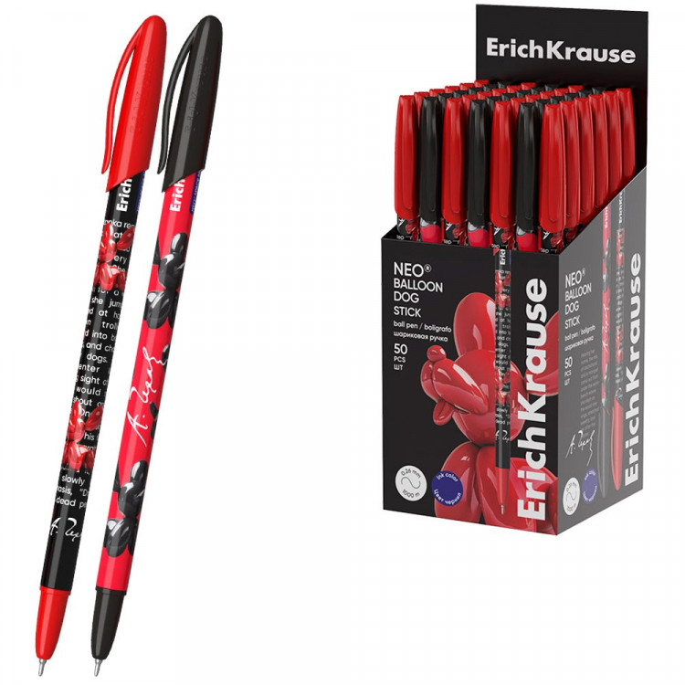 Ручка шариковая детская (ErichKrause) Stick Balloon Dog синий, 0,7/0,26мм, игла арт.63099 (Ст.50)