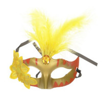 Маска карнавальная на глаза пластик/перья "Праздничная" цв.асс. арт.400061