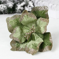 Украшение декор. "Цветок. Пуансеттия Волшебный день" 23см цв.нежный зеленый арт.259-680