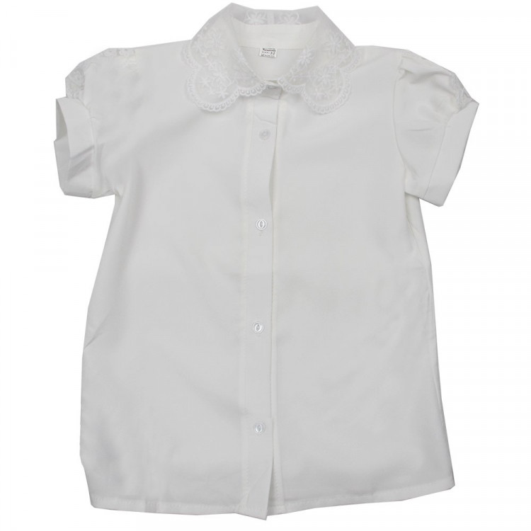 Блузка для девочки (MULTIBRAND) короткий рукав цвет белый арт.459214 размерный ряд 32/128-46/170