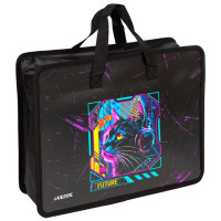 Сумка пластик А4 (deVENTE) на молнии ручка-тесьма Label. Cyber Cat с расширением арт.8057537