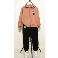 Костюм спортивный для девочки арт.3215-52 размер 30/122-36/140 трикотажный цвет капучино/черный