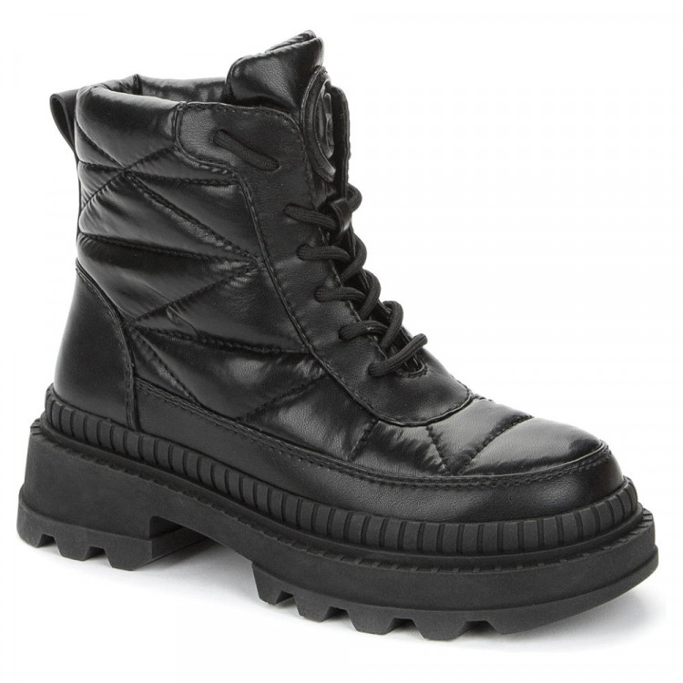 Ботинки для девочек зимние (BETSY) черный верх-искусственная кожа/текстиль подкладка -натуральная  шерсть артикул 938322/02-01