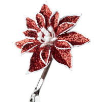 Украшение декор. на клипсе "Цветок. Лилия" 12см цв.красный арт.87440