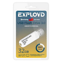 Флеш диск 32GB USB 3.0 Exployd 660 пластик белый