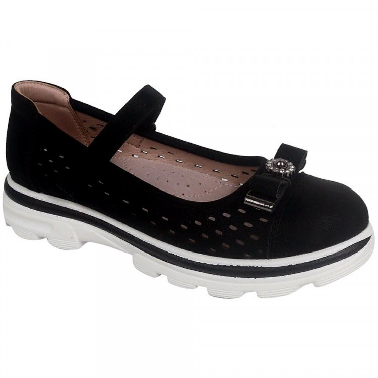 Туфли для девочки (TOM.MIKI) черные верх-искусственная кожа подкладка-натуральная кожа размерный ряд 32-36 арт.B-10200-A
