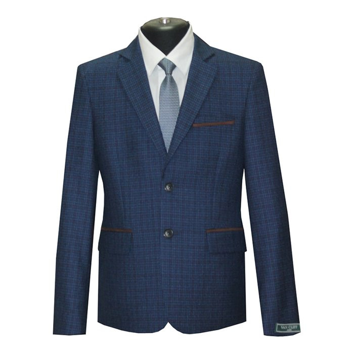 Пиджак для мальчика (Van Cliff) Сэндлер-юниор приталенный силуэт арт.А93368 размер 34/140 цвет синий