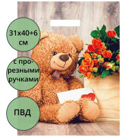 Пакет ПВД прорезная ручка 31*40+6 60мкм Тедди