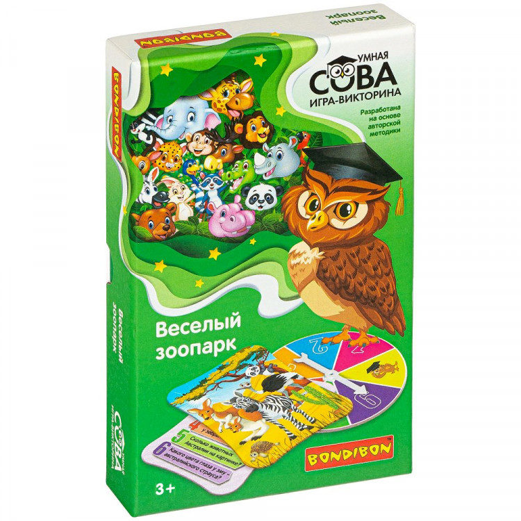 Игра настольная Викторина Умная сова Веселый зоопарк (Bondibon) арт.ВВ4003