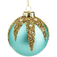 Шар стекло без упаковки /1шт/ 08см "Сияние" цв.бирюзовый арт.81948