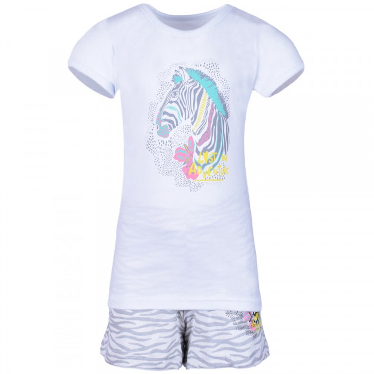 Пижама для девочки (Счастливая малинка) артикул М-1518 (футболка+шорты) разм.р.26/98-30/122 цв.белый/серый