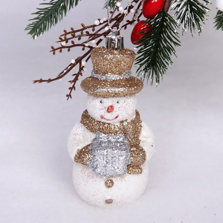 Украшение декоративное "Сияющий снеговик" 6*5,5*12см шампань арт.916-0764