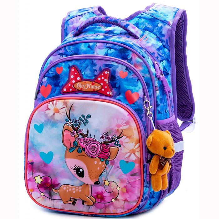 Рюкзак для девочки школьный (SkyName) + брелок 38х29х19см арт.R3-230