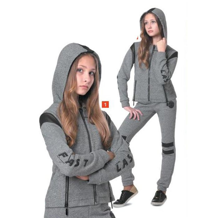 Костюм спортивный для девочки арт.Т3Т2 р.44/170 трикотажный цвет серебро меланж
