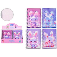 Блокнот А5 мягкая объемная обложка 80 листов (Mazari) Нео зайка ассорти 17,8 х 13 см арт.M-3174