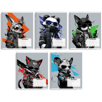 Тетрадь 12 листов линия (Феникс) Крутые зверята ассорти арт.68538