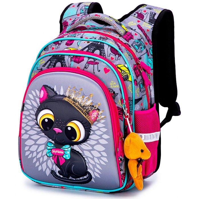 Рюкзак для девочки школьный (SkyName) + брелок 30х18х37см арт.R2-186