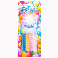 Свечи д/торта с подставкой 24шт/наб. "Яркая полоска" арт.1670209