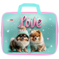 Папка А4 текстиль на молнии ручка-тесьма (Hatber) Пушистое счастье арт.NSn_32104