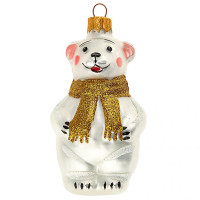 Украшение декоративное стекло 09см "Мишутка в шарфе" золото п/у арт.ФУ-739/1/2