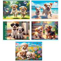 Альбом для рисования 12 листов скоба (Hatber) Пушистое счастье ассорти арт.12А4В