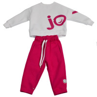 Костюм для девочки (OVAS) артикул 3116-40 размерный ряд 28/98-30/116 (толстовка+брюки) цвет белый/фуксия