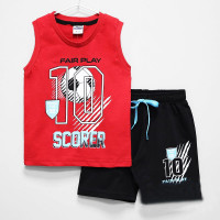 Костюм для мальчика (Elnino) артикул 60666 размерный ряд 26/98-30/116 (футболка+шорты) цвет красный/черный