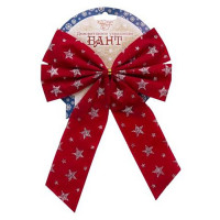 Украшение декоративное "Бант" 17см красный с серебряными звездами арт.82331