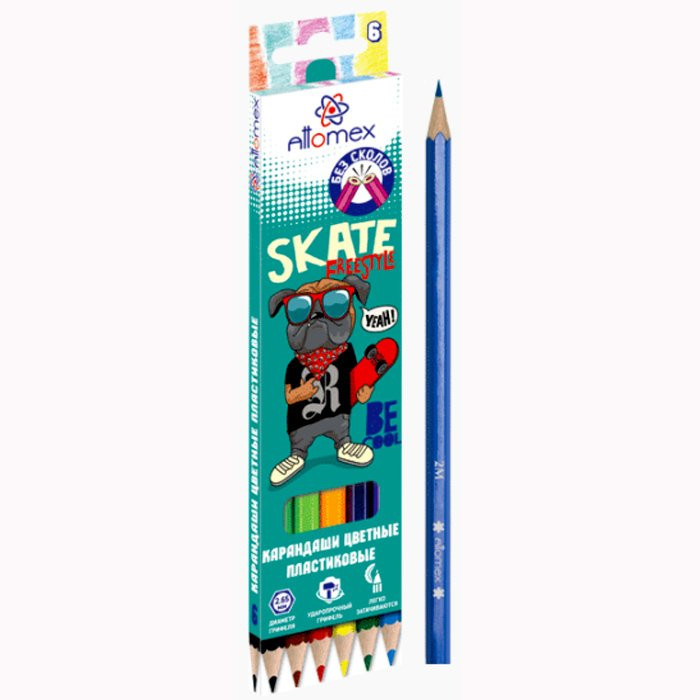 Набор карандашей цветных (Attomex) пластиковые Be cool 6 цветов М 2,65мм арт.5021610