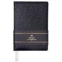 Ежедневник А5 недат. к/з deVENTE "Arcadia" черный с бронзовым паттерном, 136л, 2 ляссе арт.2234580