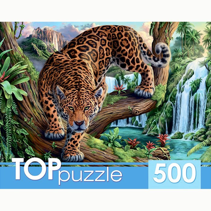Пазл 500 элементов TOPpuzzle Леопард у водопада (РК) арт ХТП500-6813