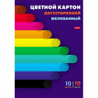 Цветной картон А4 10 листов 10 цветов мелованный двухсторонний Hatber Векторные линии в пакете арт.10Кц4_32442