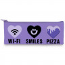 Пенал-косметичка 1 отделение плоский (Hatber) Smiles.Pizza.Wi-Fi мягкий 195*75мм арт.NPk_22107