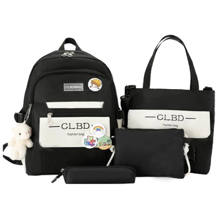 Рюкзак для девочек (CLBD) +сумка+косметичка+пенал черный арт.CC067_9457-1 43х31х14см
