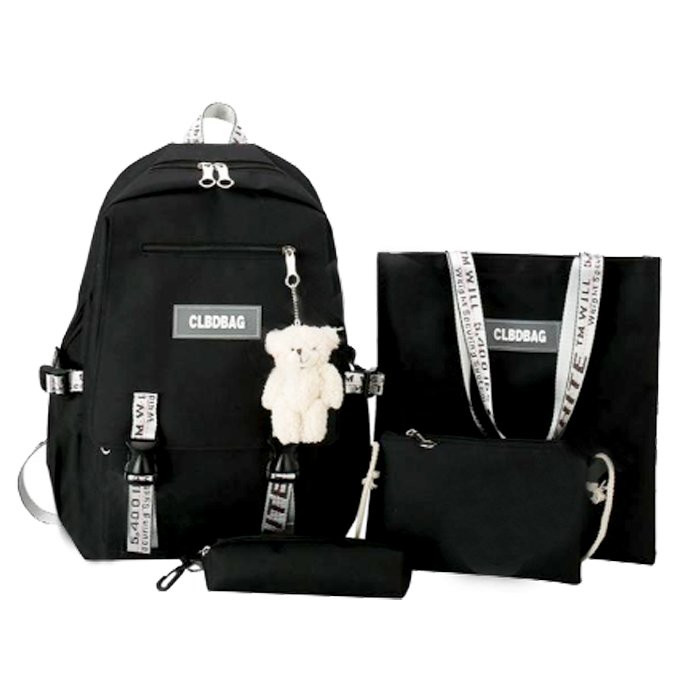 Рюкзак для девочек (CLBD) +сумка+косметичка+пенал черный 48х31х16см арт CC067_9395-4