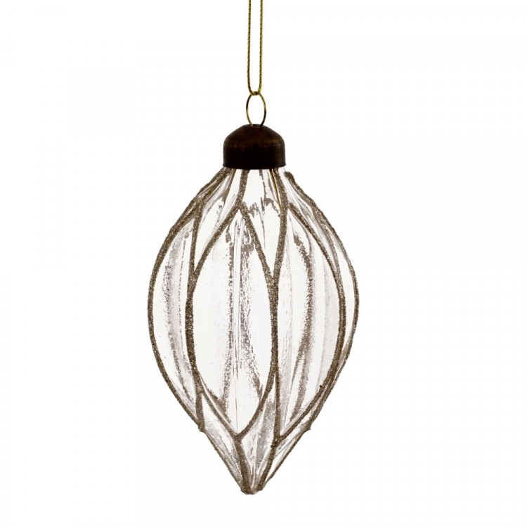 Украшение на ёлку стекло (форма Капля) 14см прозрачная без уп. арт.809467