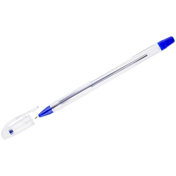 Ручка шариковая  прозрачный корпус Crown, Oil Jell синяя, масло, 0,7мм (Ст.12)