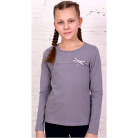 Джемпер для девочки трикотажный (Ликру) длинный рукав цвет серый арт.0217 Непоседа размерный ряд 32/128-42/164