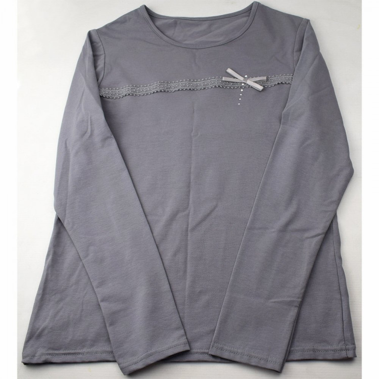 Джемпер для девочки трикотажный (Ликру) длинный рукав цвет серый арт.0217 Непоседа размерный ряд 32/128-42/164