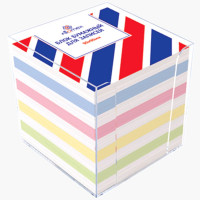 Блок для записи цветной, размер 9*9*9 не склеенный 65г/м2 бел.90% в подставке (Attomex) арт.2013601