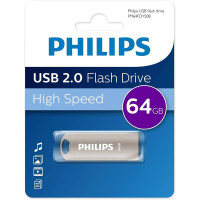 Флеш диск 64GB PHILIPS IRON, USB 2.0, серебристый