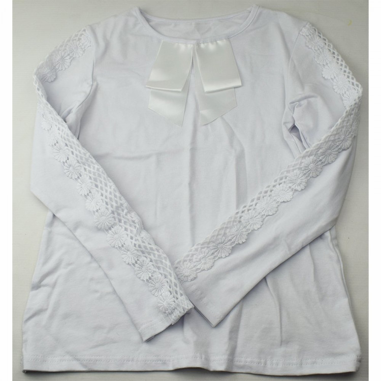 Джемпер для девочки трикотажный (Ликру) длинный рукав цвет белый арт.0241 ФРИДА размерный ряд 32/128-40/158