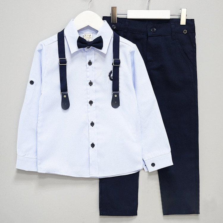 Костюм для мальчика (Elit baby) артикул 54611 размерный ряд 28/110-32/128 (подтяжки+бабочка) цвет синий