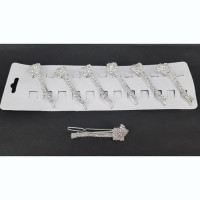 Зажим для волос серебро стразы артикул 5464 цветок