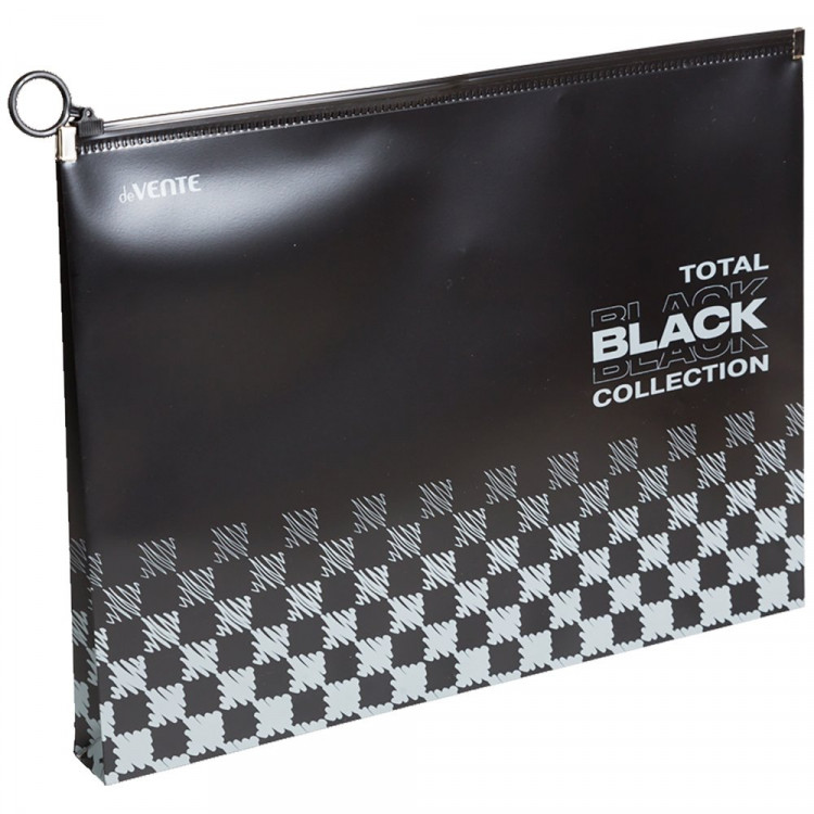 Папка-конверт на молнии А4(320*240) 180мкм deVENTE TOTAL BLACK черная с дизайном арт.3071325