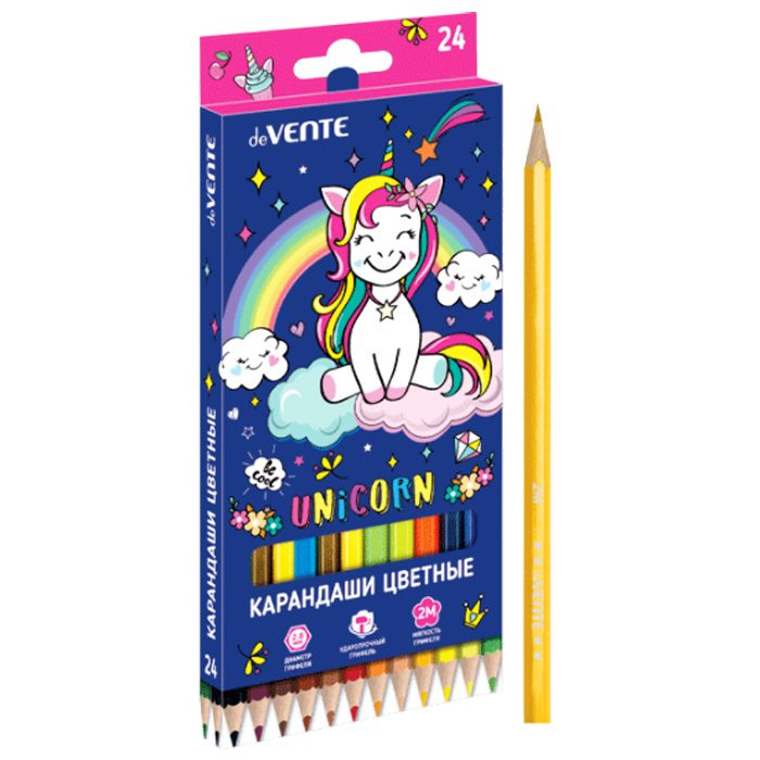 Набор карандашей цветных (deVENTE) Magic Unicorn 24 цвета 2М 2,8мм арт.5024100