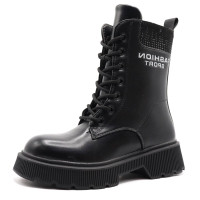 Ботинки для девочки (Леопард) черныlе верх-искуственная кожа подкладка-байка артикул ld-3762-1-1