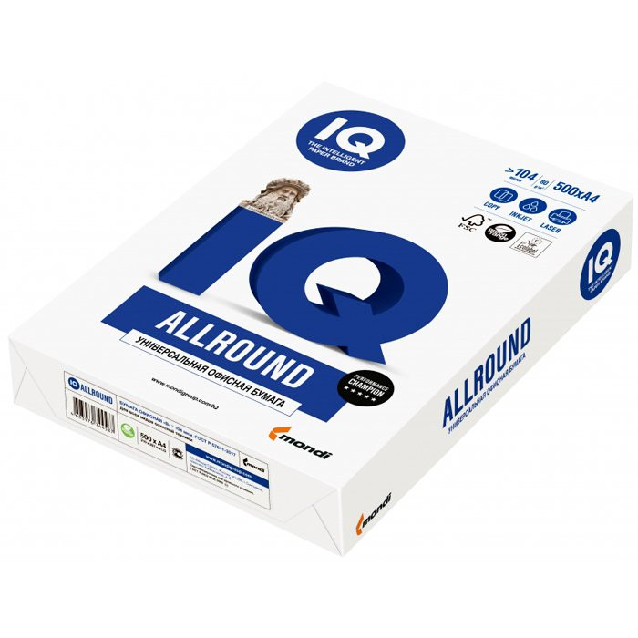 Бумага "IQ ALLROUND" А4 500л. (80г/м2, белизна CIE 162%) (MONDI) 